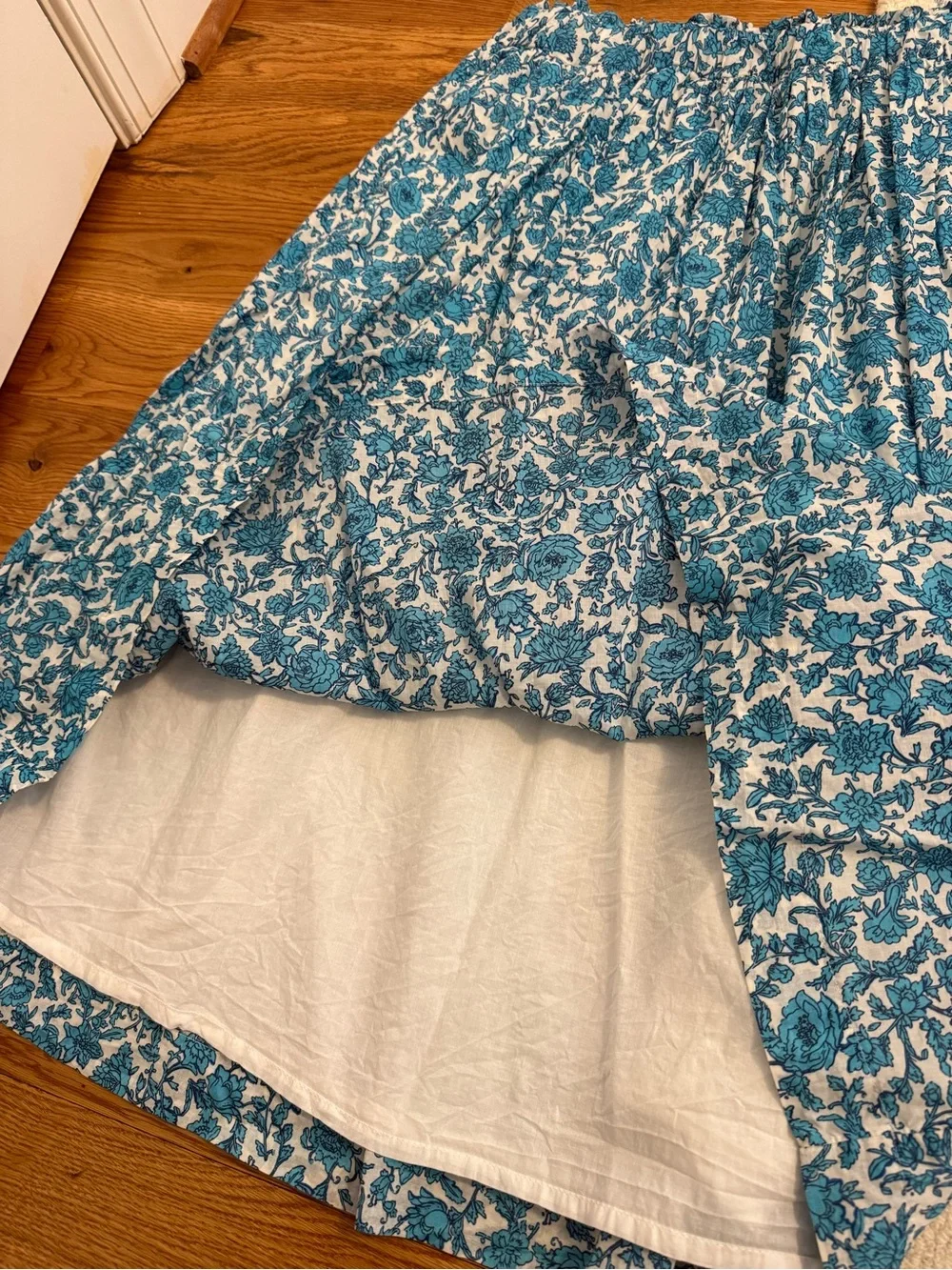 J.Crew Smocked-waist cotton voile midi skirt in blue blooms block print size S